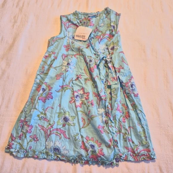 Little Handprint girls size 6X wrap dress pretty floral pattern, lt blue  NWT - Picture 1 of 6